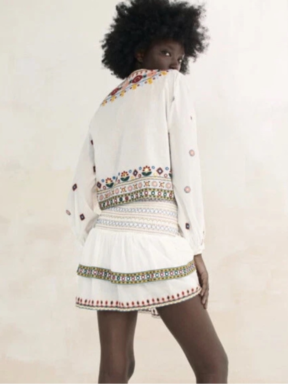 Zara Boho Embroidered White Top Small - Picture 14 of 15